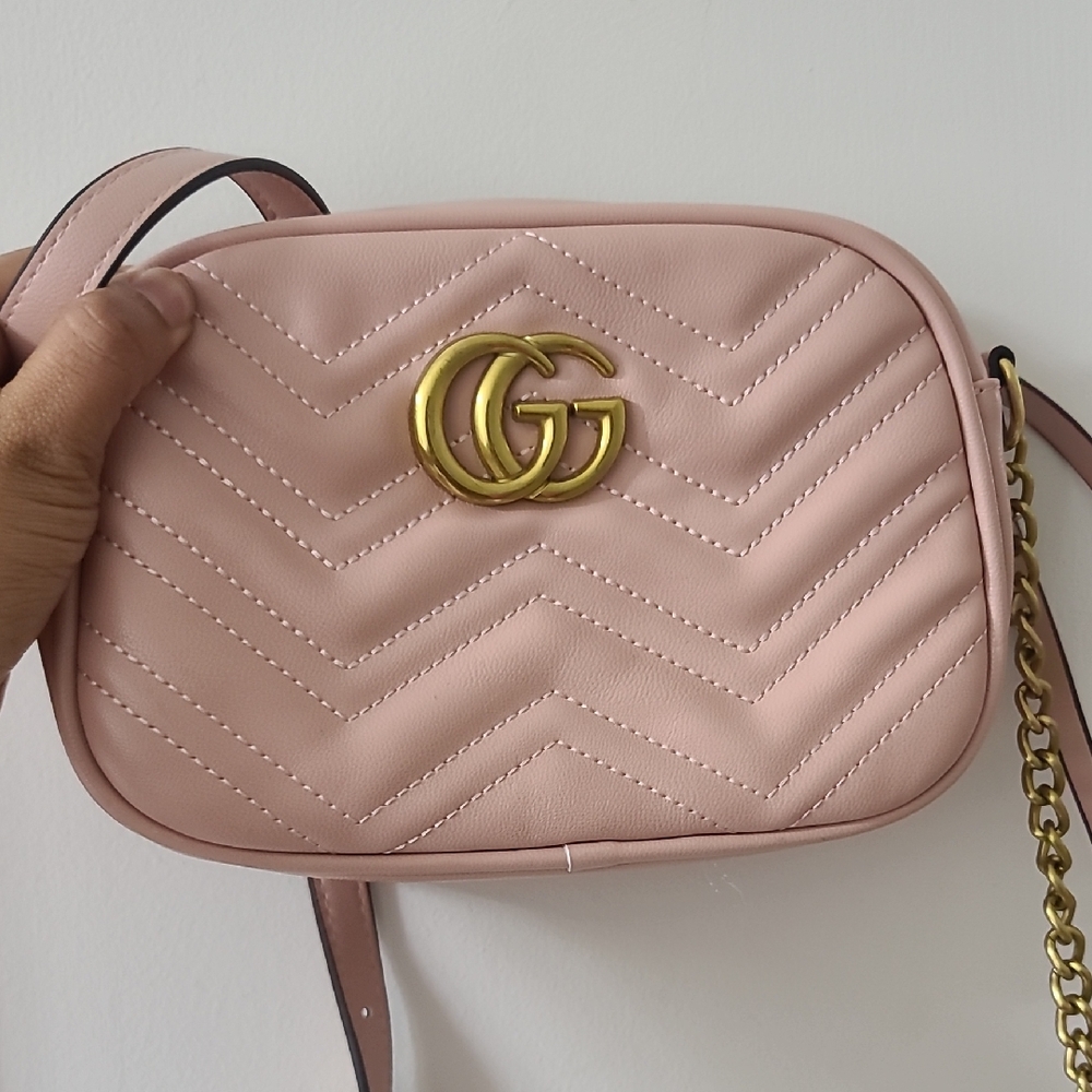 Pink Quilted Crossbody Bag